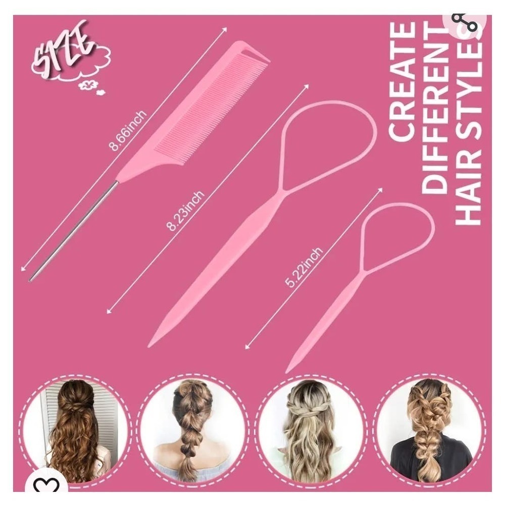 1000pcs Clear Small Rubber Elastics with Hair Loop Styling Tool Set - Picture 3 of 4